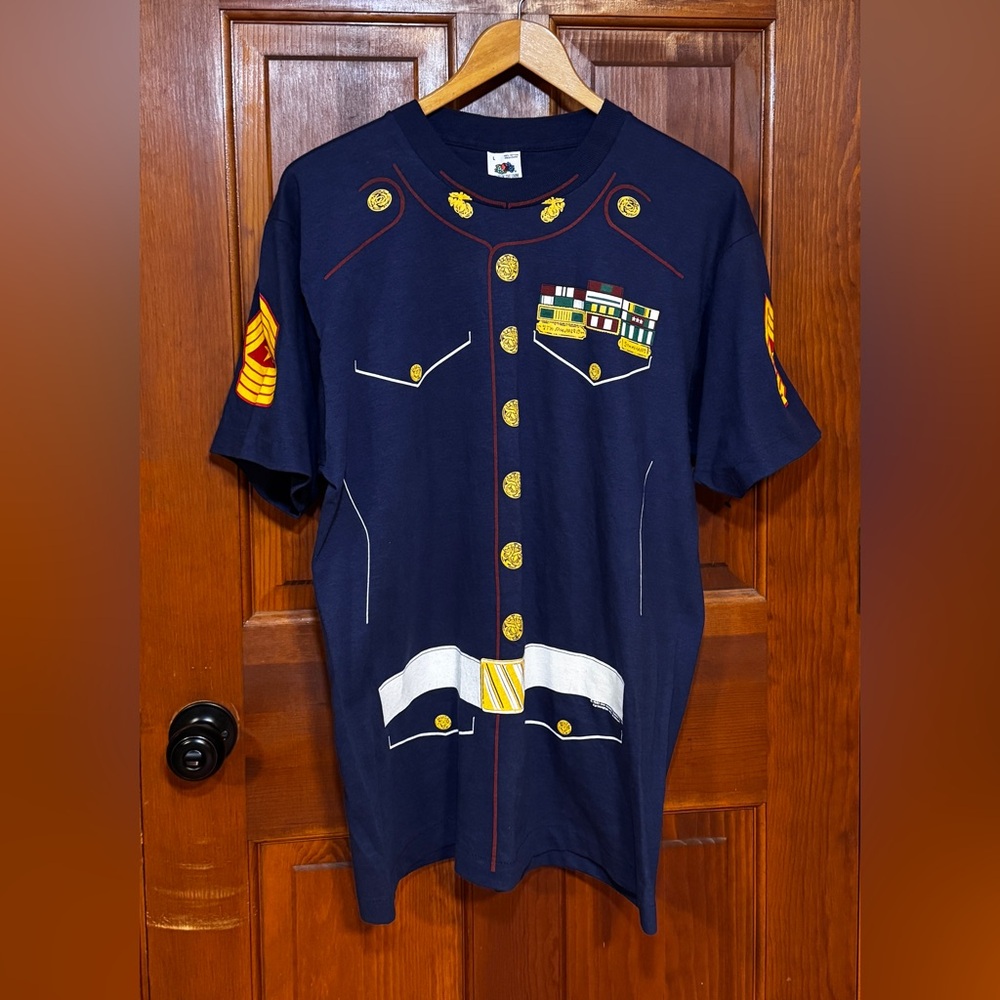 Vintage 1985 Fruit Of The Loom USA U.S.M.C Marine Corps Graphic T-Shirt Large